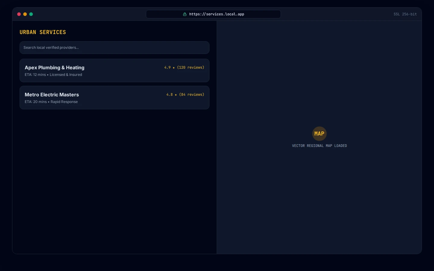 Local Services Platform desktop interface concept