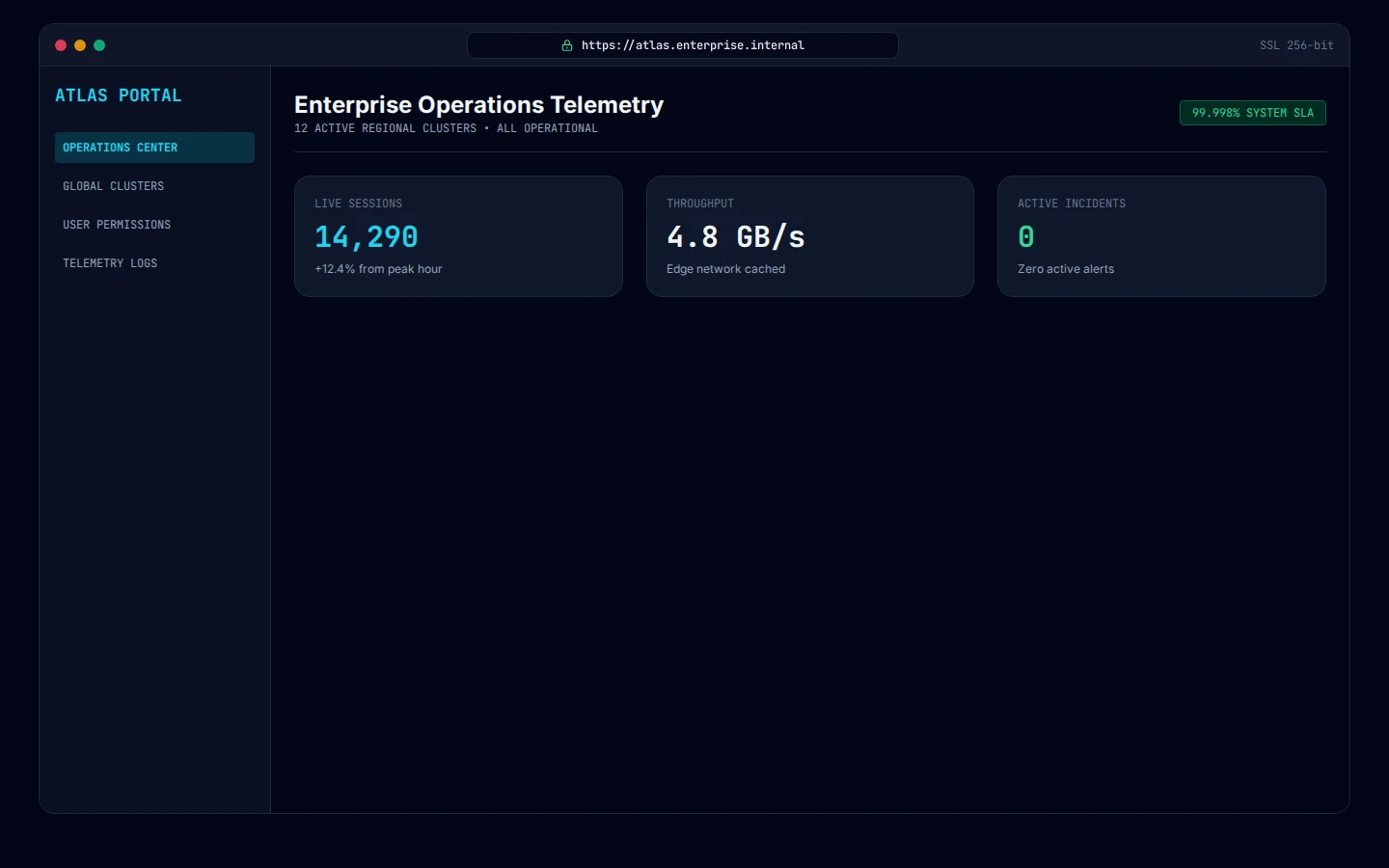 Atlas Business Portal desktop dashboard concept