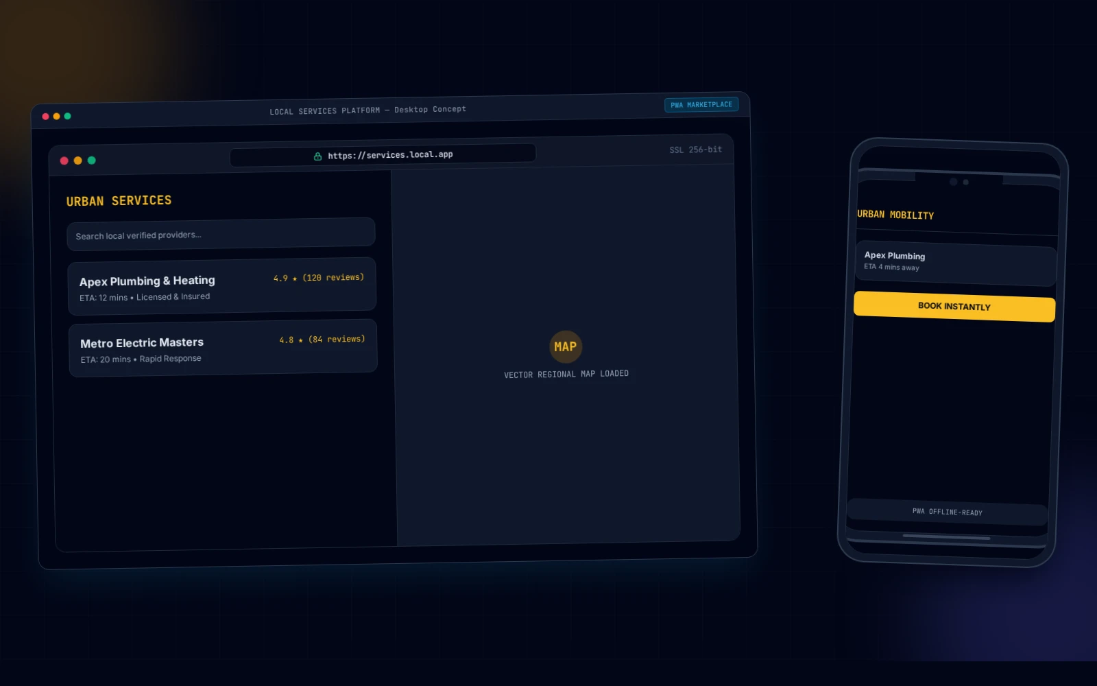 Local Services Platform mapping hero view concept