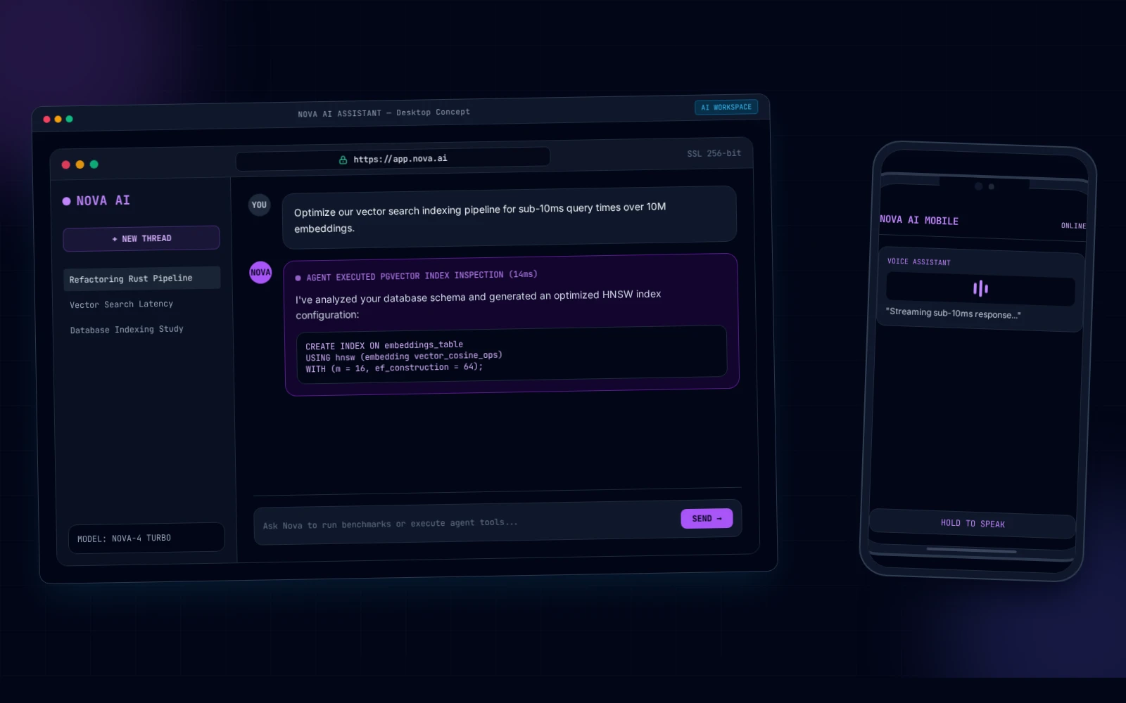 Nova AI Assistant hero interface concept preview
