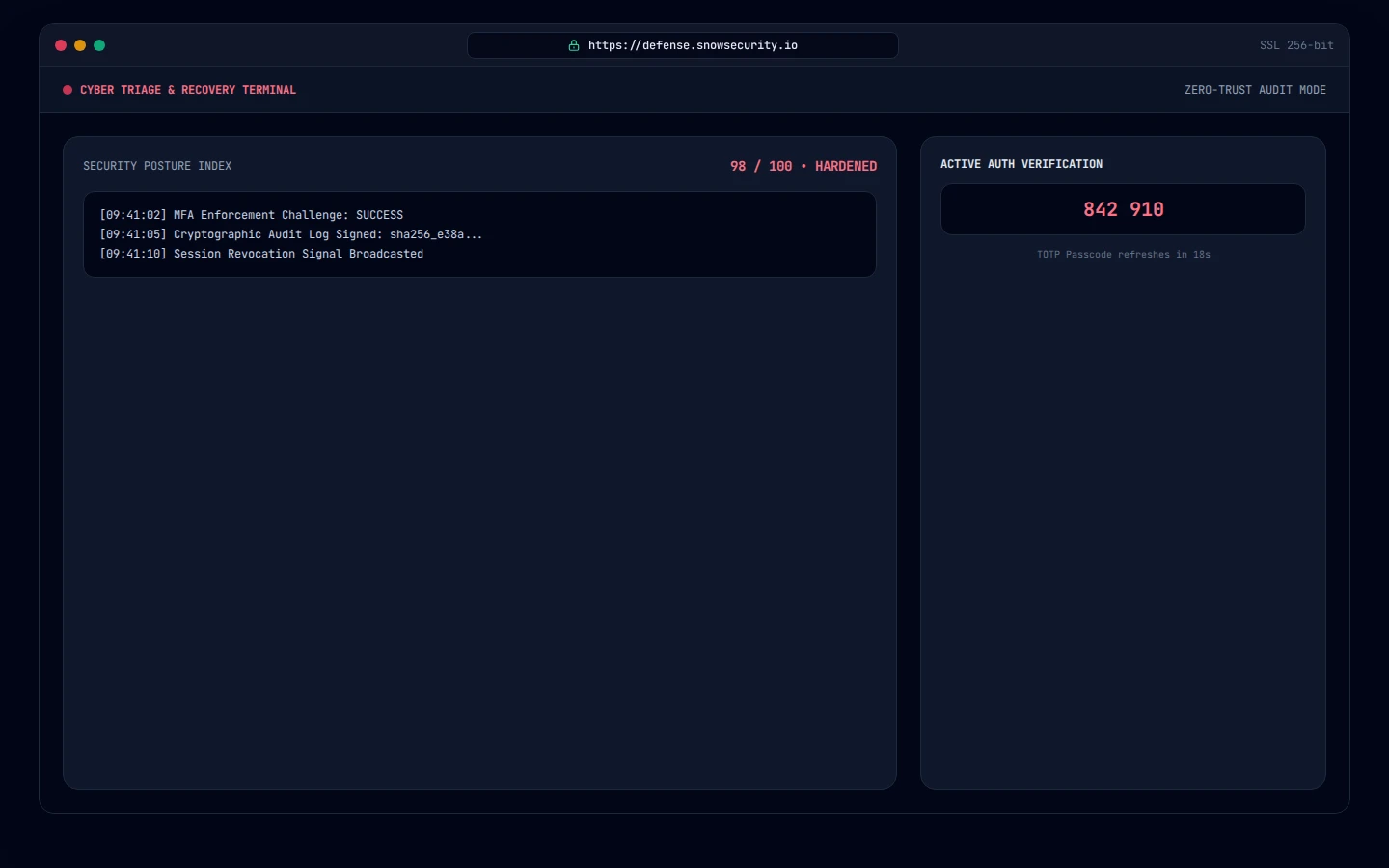 Secure Account Recovery desktop terminal concept