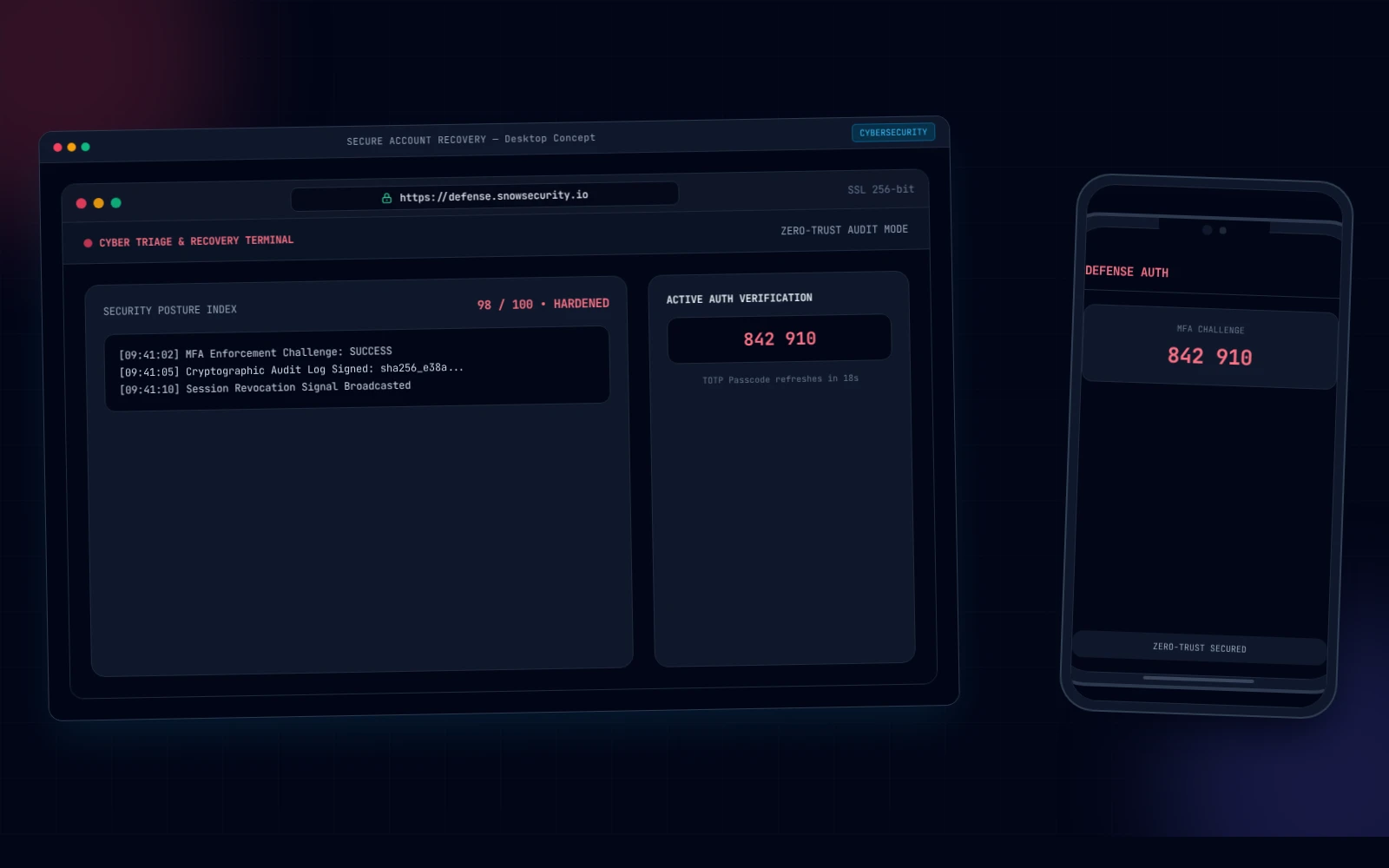 Secure Account Recovery security shield view concept